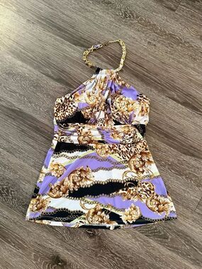 Cache Y2K Gold Chain Neck Halter Top